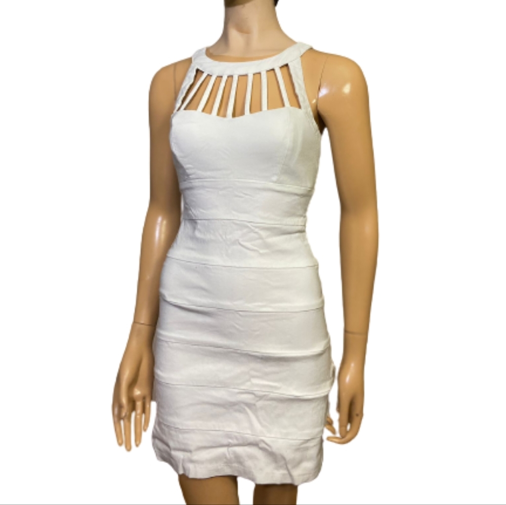 White Mini Halter Neck Bodycon Dress